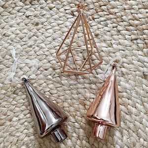 Glass and Metal Geometric Ornaments (set of 3)